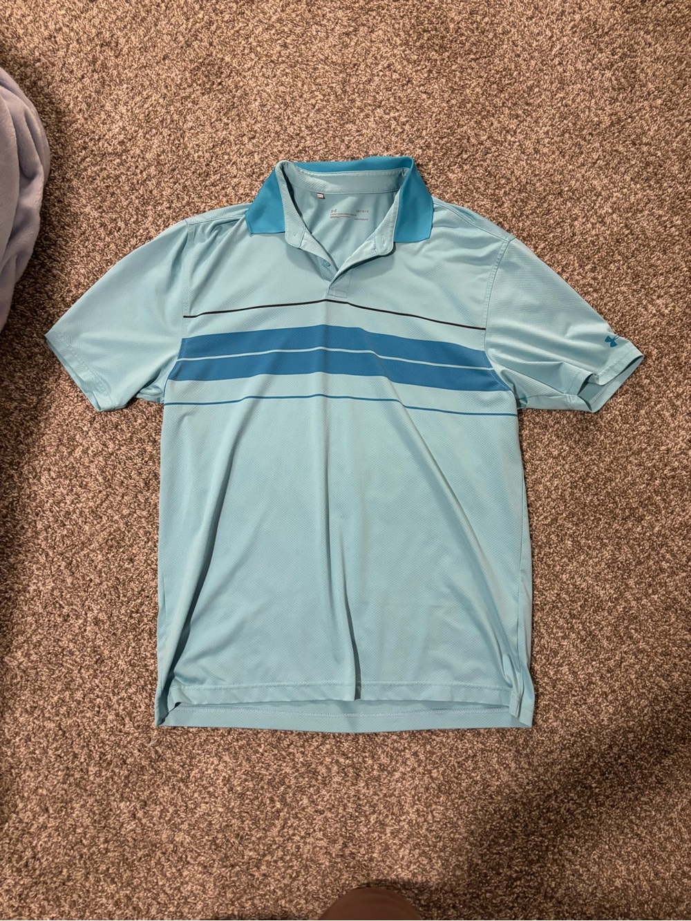 Under Armour Light Blue Polo with Teal Accent Stripes